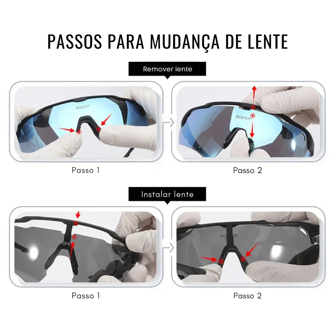 Óculos de Sol Esportivo UV400 com Lentes Polarizadas e Fotocromáticas